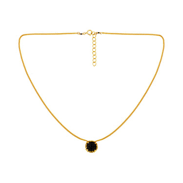 Collar Diamantes 1 Redondo Dorado Corto Negro